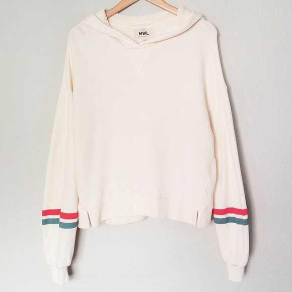 Madewell MWL Airyterry Hoodie Sweatshirt: Stripe-Sleeve Edition Small Cotton $80 - Picture 5 of 16